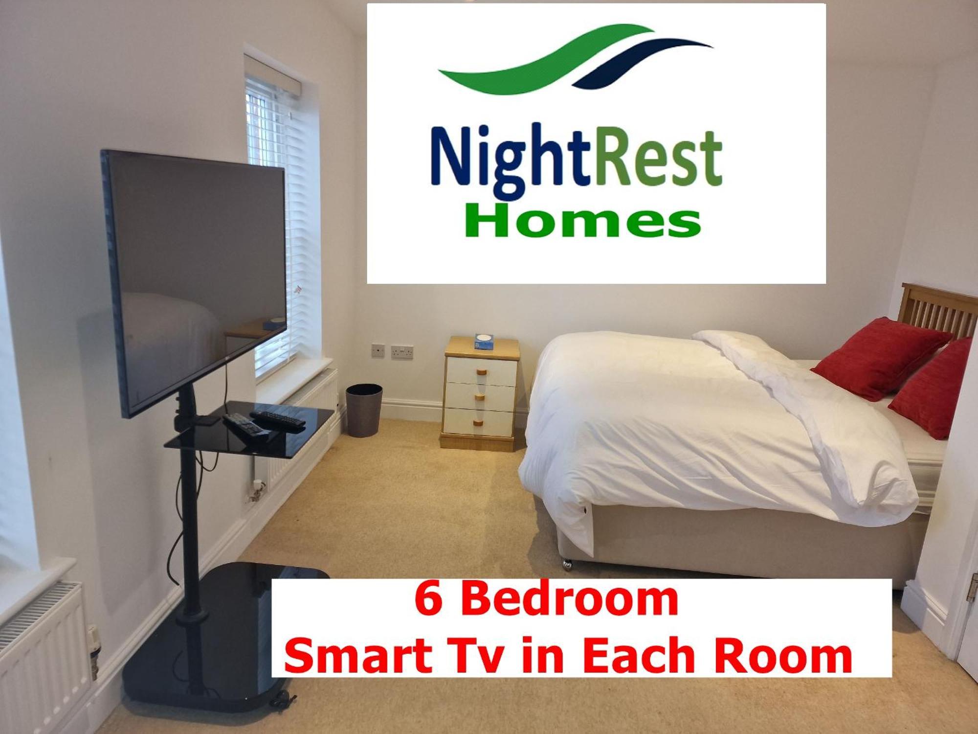 Nightrest Homes 6 Bedroom House- Smart Tv In Each Room - Parking - Wifi Милтън Кейнс Екстериор снимка